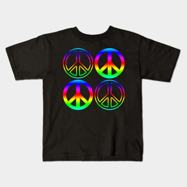 Rainbow Peace Signs Pattern Kids T-Shirt by ExpressYourSoulTees